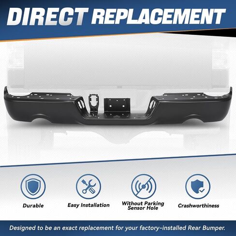 Auto Dynasty Rear Bumper Step Bar Compatible with 2009-2010 Dodge Ram 1500-3500, 2011-2018 Ram 1500-3500, 2019-2024 Ram 1500 Classic, w/Dual Exhaust and Park Assist Cutouts, CH1102373, Black in Saudi Arabia