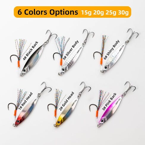 6 Pcs Sinking Micro Jigging Metal Spoons with Highly Realistic Fish Scale Pattern, Fishing Lures Bait for Freshwater and Saltwater in Saudi Arabia