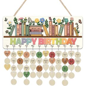 Chditb عيد ميلاد سعيد لوحة التقويم الخشبية ، لوحة الذكرى الذكرى ملهمة DIY ، احتفالات تعقب الولادة الأزهار المعلقة للصفوفة الفصول الدراسية 15.4'x 6.5 '' '' in Kuwait