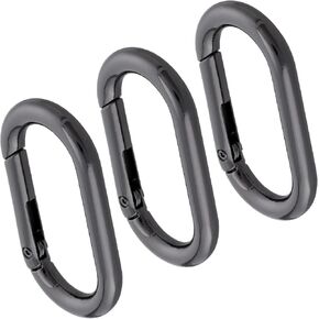 3 PCS Oval Carabiner Key Ring, Metal Snap Spring Buckle Clip for Keychains, Heavy Duty O Ring Carabiner Clasp for Purse, DIY Crafts, Outdoors - Silver in Kuwait