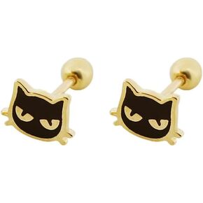 Lovely Black Cat Earrings 20G Tiny Kitten Animal Pet Cartilage Sleeper Stud For Women Hypoallergenic Cute Small Screw Back Ball Traugs Helix Piercing Jewelry Birthday Valentine Day Gifts For Daughter in Saudi Arabia