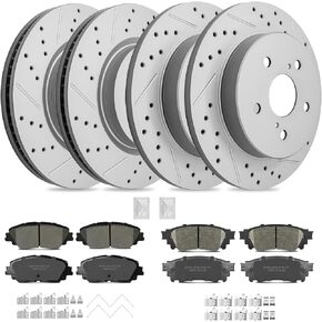 Disc Brake Kits with Pads and Rotors Front & Rear Drilled Slotted Vented Rotor for 2019 2020 2021 Toyota Rav4 2021 2022 2023 Venza 2019 2022 Avalon 2022 Corolla Cross in Kuwait