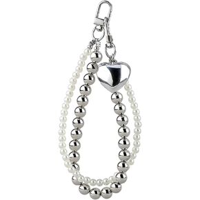 Bow Keychain Bag Charms for Women Heart Pearls Beaded Coquette Aesthetic Pearl Purse Charms Gold Silver Keychains in Saudi Arabia