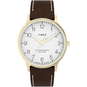 Timex Men's Waterbury Classic 40mm Watch - Brown Strap White Dial Gold-Tone Case in Saudi Arabia