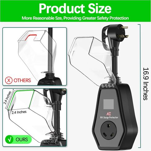 50 Amp RV Surge Protector with Waterproof Cover, 50A RV Surge Protectors for Camper & Travel Trailers, 18000 Joules, with Unique Surge Protection Module in Saudi Arabia