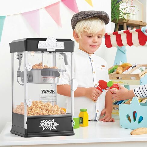 VEVOR Popcorn Maker, 480W Popcorn Popper Machine, 4 Oz Kettle Makes 1.5 Gallon per Batch, Tabletop Popcorn Maker, Includes 3 Scoops, Movie Theater Style, Red in Kuwait