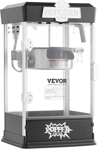 VEVOR Popcorn Maker, 480W Popcorn Popper Machine, 4 Oz Kettle Makes 1.5 Gallon per Batch, Tabletop Popcorn Maker, Includes 3 Scoops, Movie Theater Style, Red in Kuwait