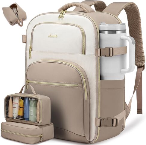 LoveVook سفر Backpack Carry On Flight معتمدة من 40 لترًا ، وسبرات TSA المقاومة للماء TSA ، حقيبة ظهر شخصية للنساء للنساء ، حقيبة سفر كبيرة على حقائب الأمتعة للطائرة مع 3 مكعبات تعبئة in Saudi Arabia