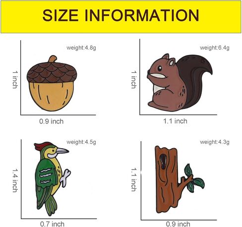 4Pcs Novelty Squirrel and Pinecone Enamel Pins Cartoon Woodpecker Tree Hole Brooches Forest Animal Pins Set for Backpacks Jackets Hats Decor in Saudi Arabia