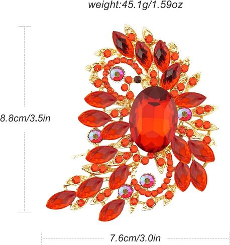 Big Large Leaf rhinestone crescent moon Moon shape Brooches and Pins Scarf Decoration Gold Tone in Kuwait