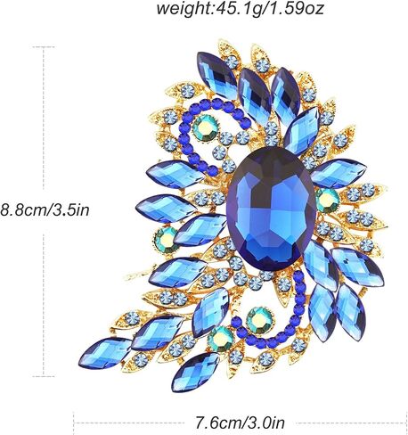 Big Large Leaf rhinestone crescent moon Moon shape Brooches and Pins Scarf Decoration Gold Tone in Kuwait