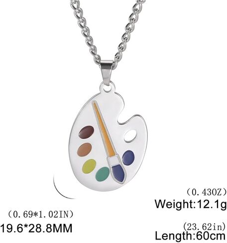 Stainless Steel Artist Paint Palette Pendant Necklace with Multicolor Enamel Accents, Painter Jewelry for Men and Women in Saudi Arabia
