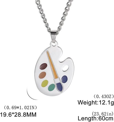 Stainless Steel Artist Paint Palette Pendant Necklace with Multicolor Enamel Accents, Painter Jewelry for Men and Women in Saudi Arabia