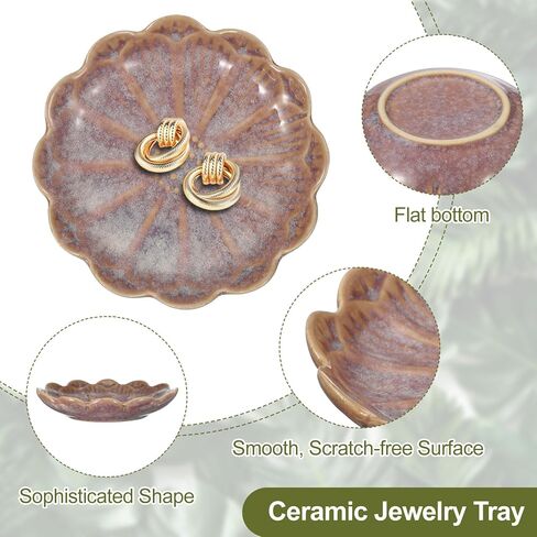 UXCELL 1PCS CERAMICS Jewelry Plate ، عباد الشمس شكل حامل المفتاح وعاء لدخول طاولة المدخل ديكور صينية صينية صغيرة للنساء صديقة ، أرجواني in Saudi Arabia