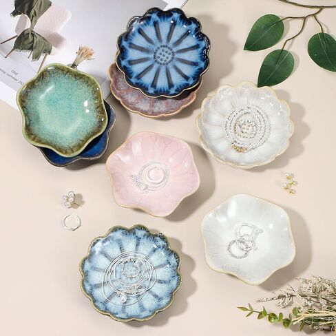UXCELL 1PCS CERAMICS Jewelry Plate ، عباد الشمس شكل حامل المفتاح وعاء لدخول طاولة المدخل ديكور صينية صينية صغيرة للنساء صديقة ، أرجواني in Saudi Arabia