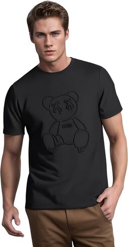 WDIRARA Men's Bear Print Short Sleeve T Shirts Round Neck Summer Casual Cute Tee Tops in Saudi Arabia