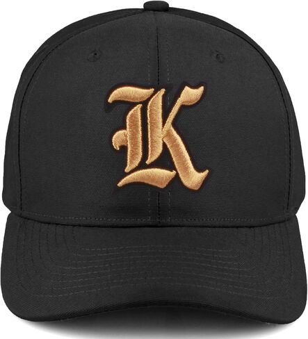 Daxton Premium Mid Profile Hat شبه منحني Cap Cap Cap Black Gold Golth Assorized A إلى Z رقم الحرف الأولي in Kuwait