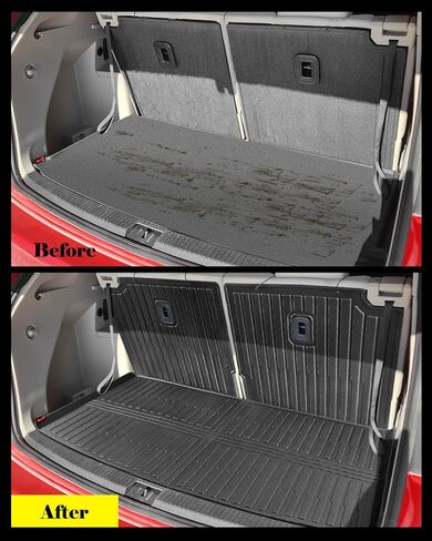MrEvcars® for Volkswagen Atlas Accessories 2018 2019 2020 2021 2022 2023 2024 2025 All Weather Cargo Liner & Backrest Mat for Vw Atlas (6/7 Seat) TPE Rubber Custom Floor Mats for Cars (No Cross Sport) in Kuwait