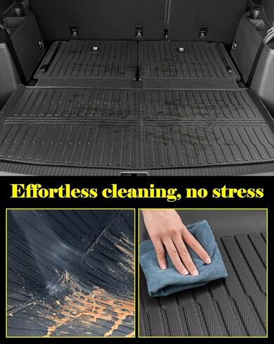 MrEvcars® for Volkswagen Atlas Accessories 2018 2019 2020 2021 2022 2023 2024 2025 All Weather Cargo Liner & Backrest Mat for Vw Atlas (6/7 Seat) TPE Rubber Custom Floor Mats for Cars (No Cross Sport) in Kuwait