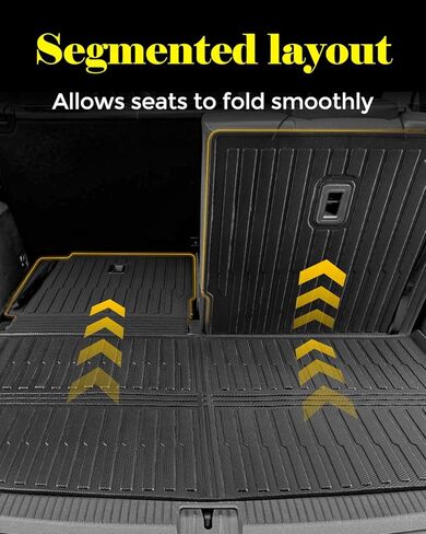 MrEvcars® for Volkswagen Atlas Accessories 2018 2019 2020 2021 2022 2023 2024 2025 All Weather Cargo Liner & Backrest Mat for Vw Atlas (6/7 Seat) TPE Rubber Custom Floor Mats for Cars (No Cross Sport) in Kuwait