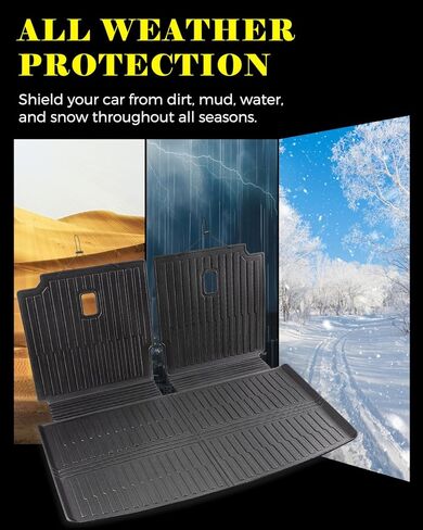 MrEvcars® for Volkswagen Atlas Accessories 2018 2019 2020 2021 2022 2023 2024 2025 All Weather Cargo Liner & Backrest Mat for Vw Atlas (6/7 Seat) TPE Rubber Custom Floor Mats for Cars (No Cross Sport) in Kuwait