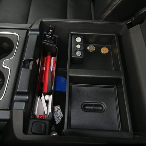 Grand Orange Center Console Coin Supenser Change Change Vault متوافق مع Chevy Silverado Suburban Tahoe/Fit for GMC Sierra Yukon 2014 2015 2015 2017 2018 Black in Saudi Arabia