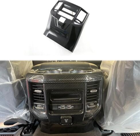 Rear Air Condition Outlet Vent Covers Trim for Dodge RAM 1500 2500 3500 2019～2023 Carbon Fiber Pattern Center Console Car Accessories (B Model) in Kuwait