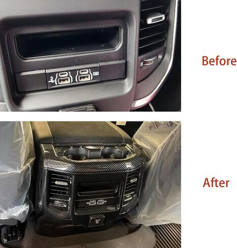 Rear Air Condition Outlet Vent Covers Trim for Dodge RAM 1500 2500 3500 2019～2023 Carbon Fiber Pattern Center Console Car Accessories (B Model) in Kuwait