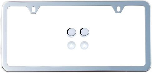 100% Stainless Steel Mirror Polished License Plate Frame (Wide Bottom) in Kuwait