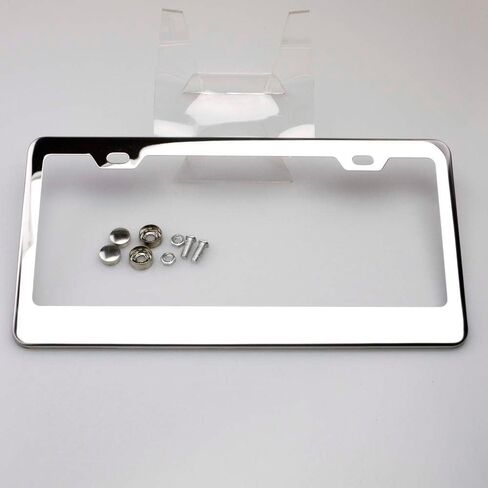 100% Stainless Steel Mirror Polished License Plate Frame (Wide Bottom) in Kuwait