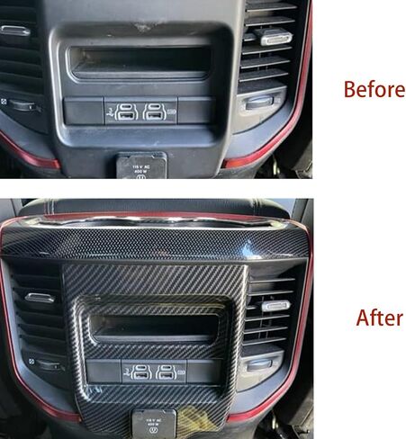 Rear Air Condition Outlet Vent Covers Trim for Dodge RAM 1500 2500 3500 2019～2023 Carbon Fiber Pattern Center Console Car Accessories (B Model) in Saudi Arabia