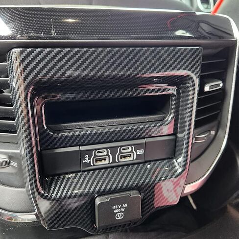 Rear Air Condition Outlet Vent Covers Trim for Dodge RAM 1500 2500 3500 2019～2023 Carbon Fiber Pattern Center Console Car Accessories (B Model) in Saudi Arabia