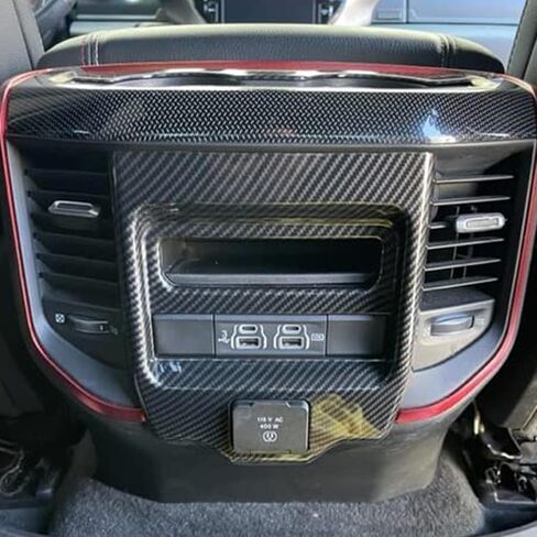Rear Air Condition Outlet Vent Covers Trim for Dodge RAM 1500 2500 3500 2019～2023 Carbon Fiber Pattern Center Console Car Accessories (B Model) in Saudi Arabia