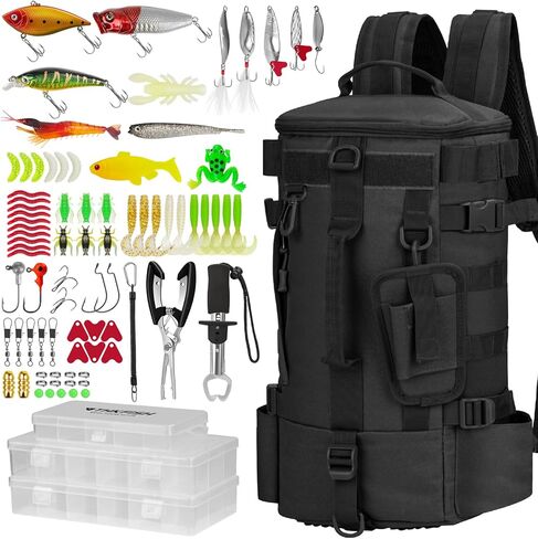 Thkfish 462 PCS مجموعة أدوات الصيد ، حقيبة الظهر وصندوق معالجة مع معالجة شملت السطح السنانير إكسسوارات مجموعة ، كماشة ، قبضة الشفاه الأسماك ، معدات الصيد وهدية الصيد للرجال in Kuwait