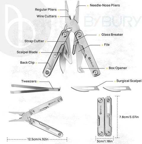 BIBURY Mini Keychain Multitool مقص B12062B، 9 في 1 مقص EDC متعدد الأدوات مع مفك براغي، فتاحة زجاجات، سكين جيب، زنبركي - أداة صغيرة متعددة للاستخدام في الهواء الطلق، الاستخدام اليومي، هدايا للرجال والنساء in Kuwait