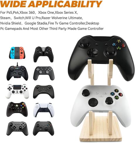 YIBEICO 2-Tier Wood Universal Controller Holder for Xbox Series X, Xbox, Ps5, Ps4,360,Switch,Nintendo,Steam Controller,Gaming Headset,Wood Controller Display Stand in Kuwait