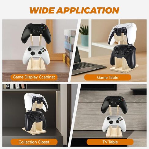 YIBEICO 2-Tier Wood Universal Controller Holder for Xbox Series X, Xbox, Ps5, Ps4,360,Switch,Nintendo,Steam Controller,Gaming Headset,Wood Controller Display Stand in Kuwait