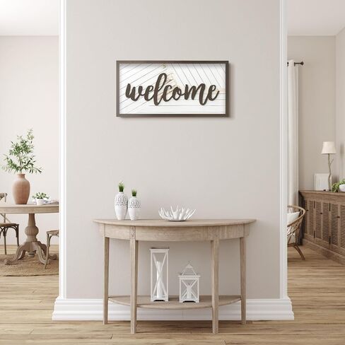 Welcome Sign – Large Rustic Wooden Wall Decor for Farmhouse Living Room, Entryway, or Foyer | 32"x16" Hanging Wall Art in Saudi Arabia