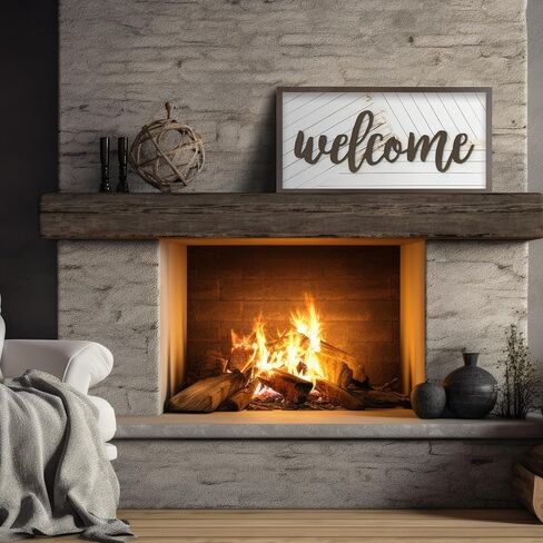 Welcome Sign – Large Rustic Wooden Wall Decor for Farmhouse Living Room, Entryway, or Foyer | 32"x16" Hanging Wall Art in Saudi Arabia