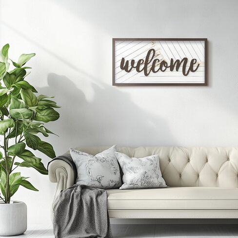 Welcome Sign – Large Rustic Wooden Wall Decor for Farmhouse Living Room, Entryway, or Foyer | 32"x16" Hanging Wall Art in Saudi Arabia