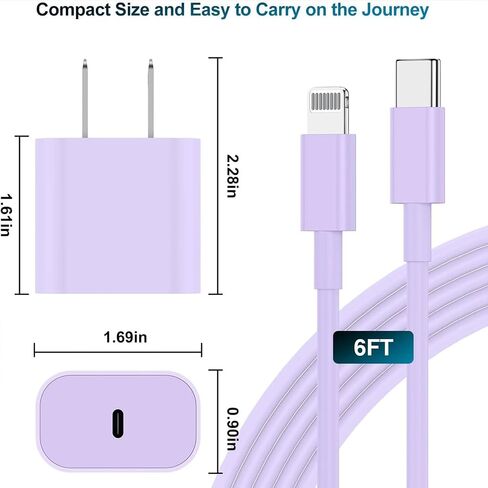 Phone Charger Fast Charging 3 FT, Long USB C to Lighting Cable 3 Foot with 20W USB C Rapid Phone Charger Block, Compatible with iPhone 14 Pro/13Pro Max/12/11Pro/Mini, 2 Pack-White in Saudi Arabia