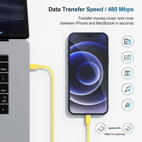 Phone Charger Fast Charging 3 FT, Long USB C to Lighting Cable 3 Foot with 20W USB C Rapid Phone Charger Block, Compatible with iPhone 14 Pro/13Pro Max/12/11Pro/Mini, 2 Pack-White in Saudi Arabia