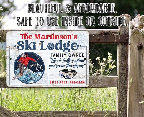 Vintage Ski Signs - Personalized Ski Lodge - Ski Tin Sign - Use Indoor/Outdoor - Great Ski Lodge Decor, Ski Condo Decor and Mountain Cabin Decor and Gift in Saudi Arabia