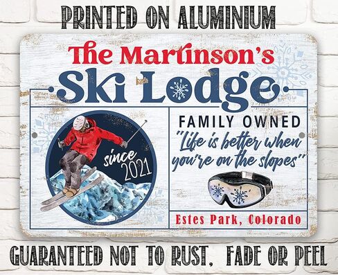 Vintage Ski Signs - Personalized Ski Lodge - Ski Tin Sign - Use Indoor/Outdoor - Great Ski Lodge Decor, Ski Condo Decor and Mountain Cabin Decor and Gift in Saudi Arabia