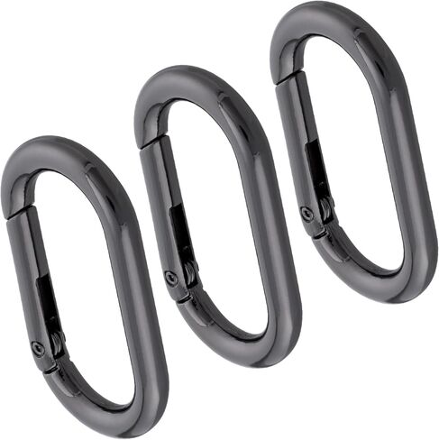 3 PCS Oval Carabiner Key Ring, Metal Snap Spring Buckle Clip for Keychains, Heavy Duty O Ring Carabiner Clasp for Purse, DIY Crafts, Outdoors - Silver in Kuwait