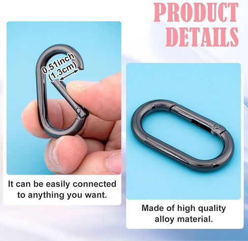 3 PCS Oval Carabiner Key Ring, Metal Snap Spring Buckle Clip for Keychains, Heavy Duty O Ring Carabiner Clasp for Purse, DIY Crafts, Outdoors - Silver in Kuwait