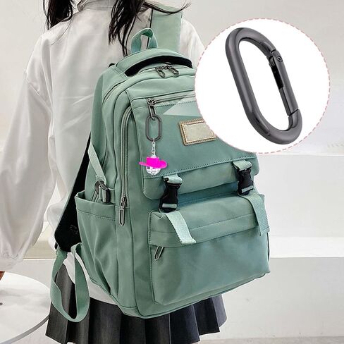 3 PCS Oval Carabiner Key Ring, Metal Snap Spring Buckle Clip for Keychains, Heavy Duty O Ring Carabiner Clasp for Purse, DIY Crafts, Outdoors - Silver in Kuwait