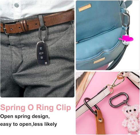 3 PCS Oval Carabiner Key Ring, Metal Snap Spring Buckle Clip for Keychains, Heavy Duty O Ring Carabiner Clasp for Purse, DIY Crafts, Outdoors - Silver in Kuwait