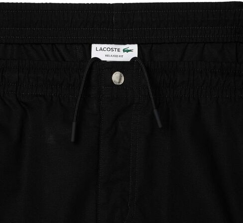 Lacoste Men's Relaxed Fit Cotton Poplin Elasticated Shorts, Black, Large in Kuwait