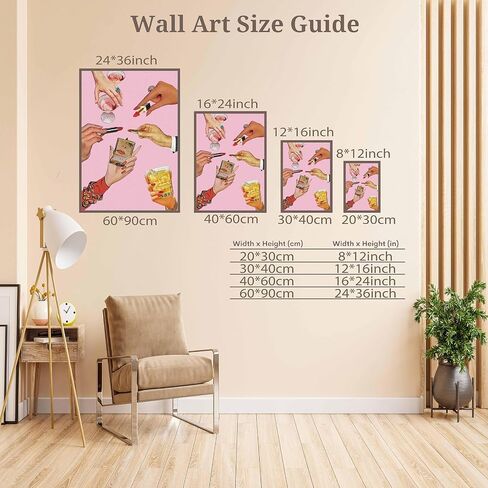 Trendy Lipstick Posters Funky Chic Icon Pink Girl Room Aesthetic Canvas Wall Art Modern Preppy Glam Makeup Rings Cocktail Prints Painting For Home Bedroom Dorm Wall Decor 12x16in Unframed in Saudi Arabia